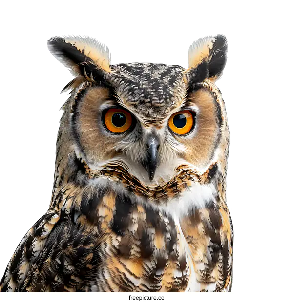 [Transparent Background PNG]Portrait of Great Horned Owl