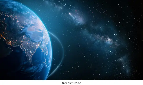 Earth from space showing city lights at night