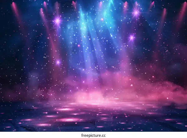 Futuristic Stage Under Vivid Night Sky