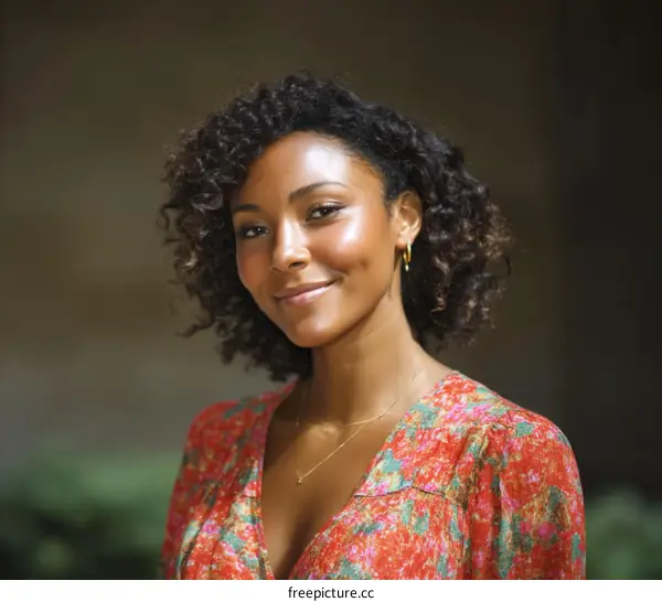 Close Up Portrait of a Woman with Curly Hair