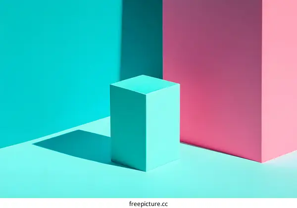 Abstract Minimalist Color Blocks Background Turquoise and Pink