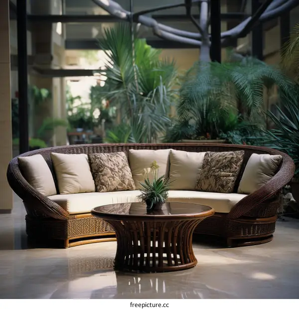 Modern Rattan Furniture in Tropical Sun Room
