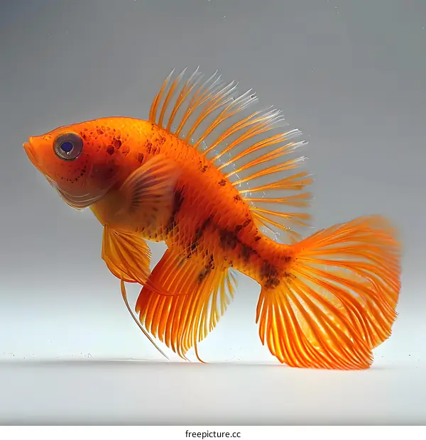 A beautiful orange-red Betta fish with long flowing fins