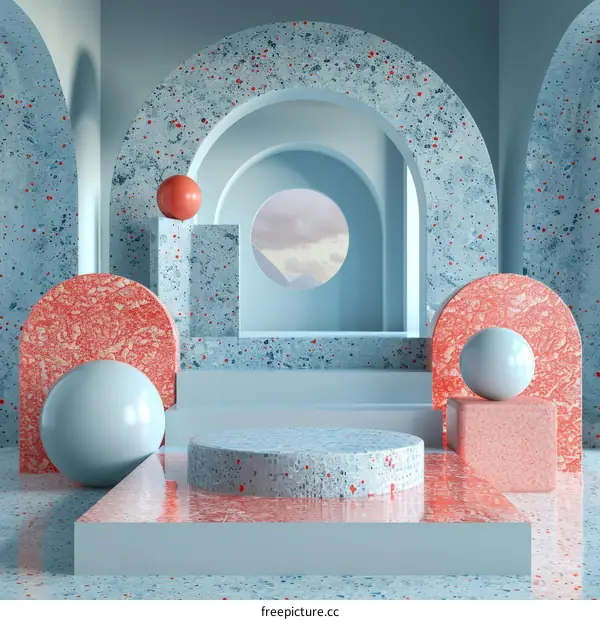 Abstract Geometric Pastel Display Podiums