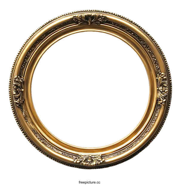 [Transparent Background PNG]Antique Gold Oval Picture Frame