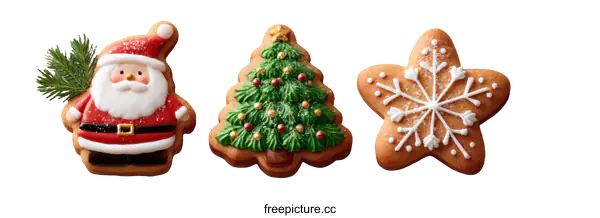[Transparent Background PNG]Christmas Cookies with Festive Designs