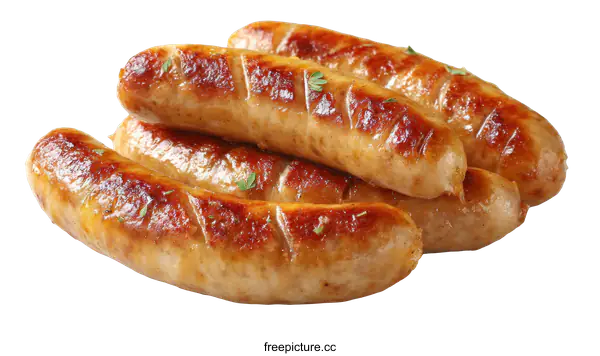 [Transparent Background PNG]Deliciously Cooked Sausages Ready to Eat