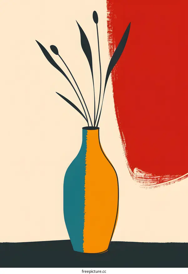 Abstract Art Vase With Floral Design