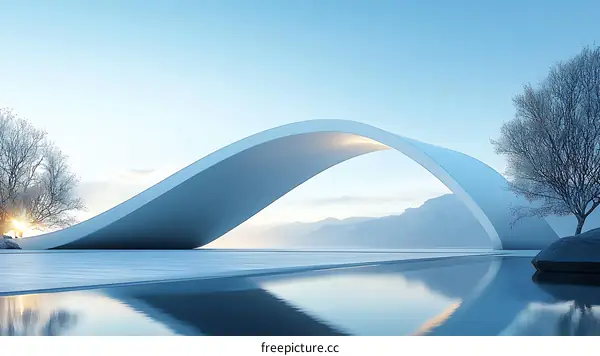 Modern Winter Bridge Landscape Illustration