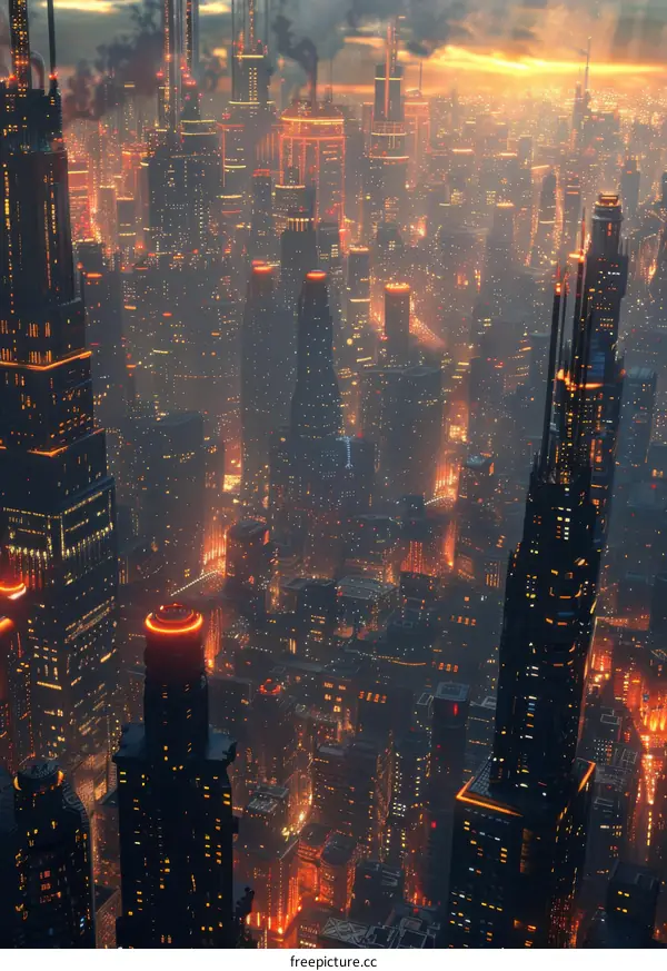 Futuristic City Skyline at Night