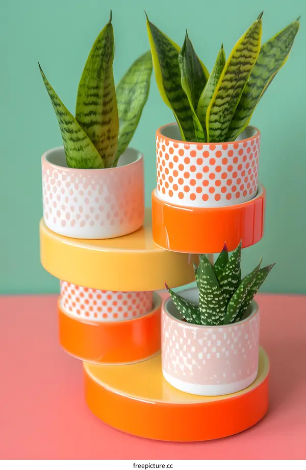 Colorful Geometric Planter with Succulents