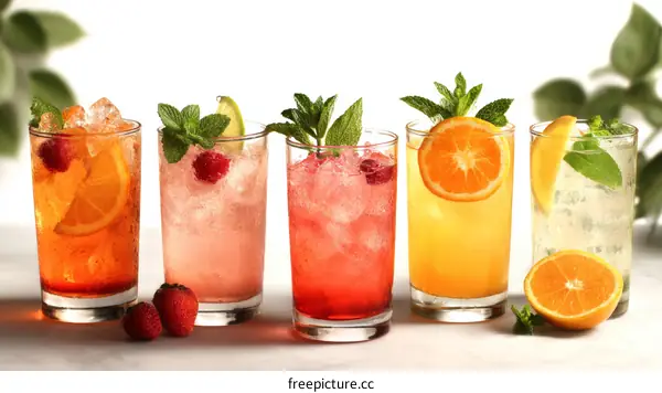 Assorted Colorful Refreshing Fruit Cocktails