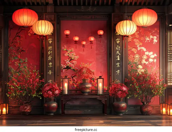 A room decorated for the Spring Festival