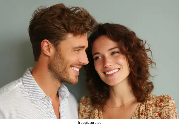 Closeup Portrait of Happy Couple