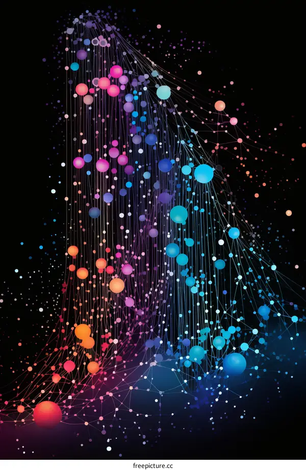 Abstract illustration of colorful glowing network connections