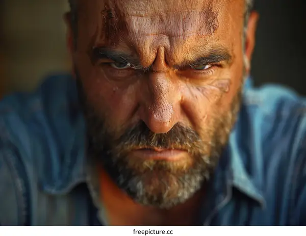 Close-up Portrait of a Serious Caucasian Man