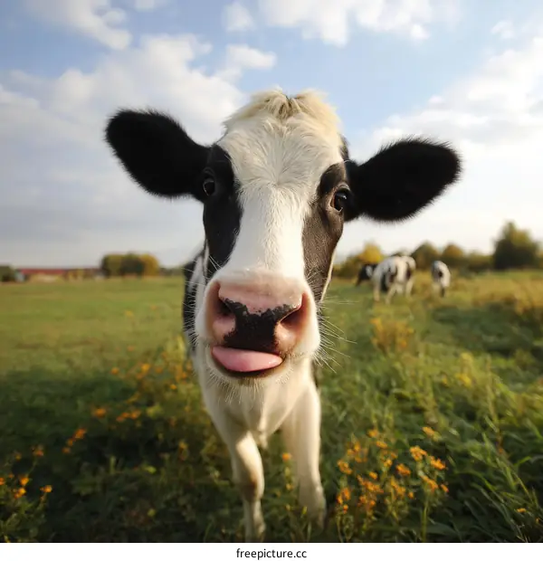 Funny Cow Close-up in a Meadow