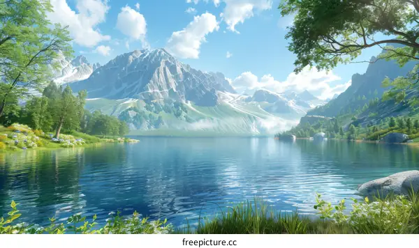 Majestic Mountain Lake and Trees