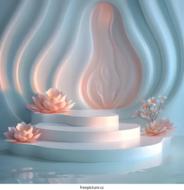 Serene Lotus Amidst Geometric Symmetry