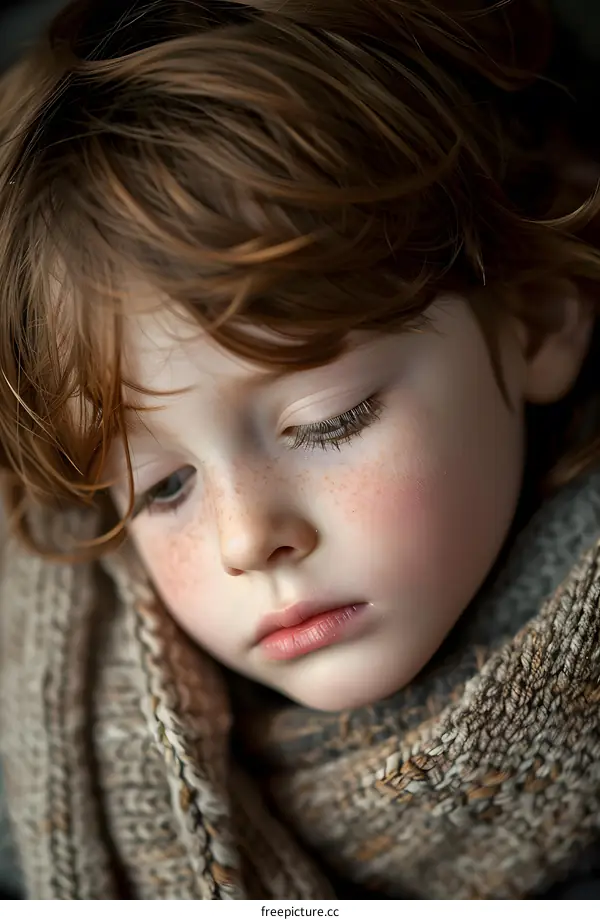Close Up Portrait of a Child with Freckles
