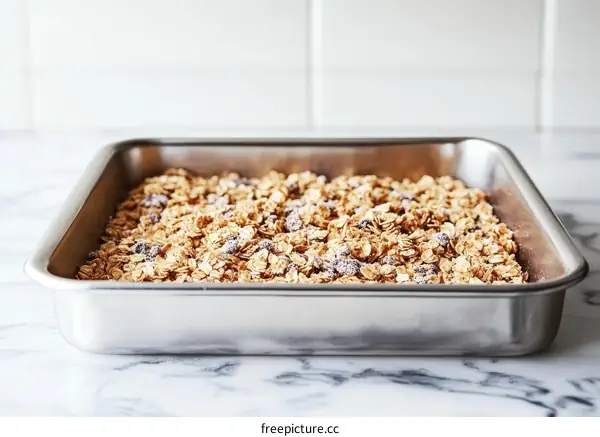 Oatmeal Granola in a Baking Pan