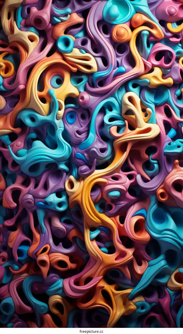 Colorful 3D Illustration of Abstract Organic Forms