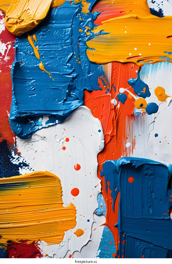 Abstract Painting with Blue, Yellow, and Red Colors