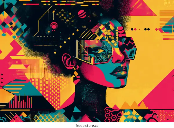 Abstract Digital Art Portrait of a Black Woman