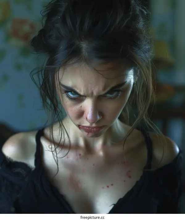 Close Up Portrait of an Angry Woman