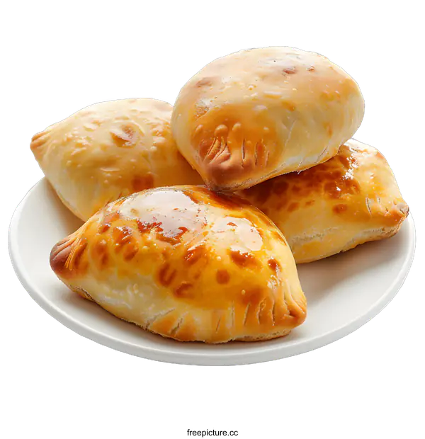 [Transparent Background PNG]Freshly Baked Empanadas on a Plate