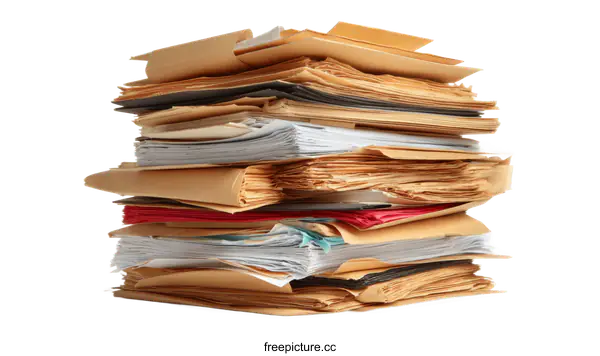 [Transparent Background PNG]High Stack of Documents and Files