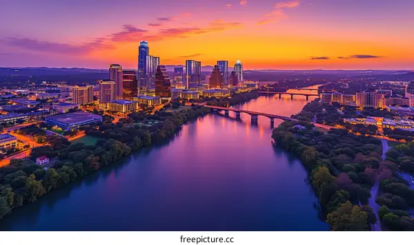 Austin skyline at sunset