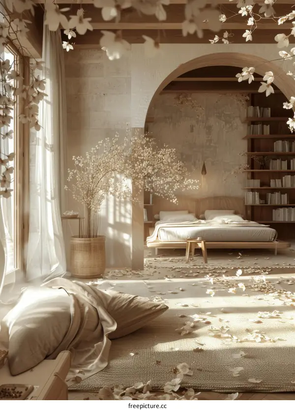 Beige Bedroom Interior Design Illustration