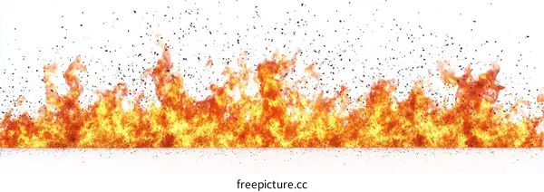 Fiery Flames Against a White Background