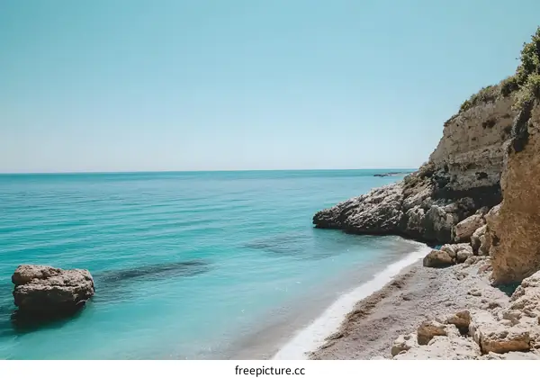 Blue Ocean Water and Rocky Coastline