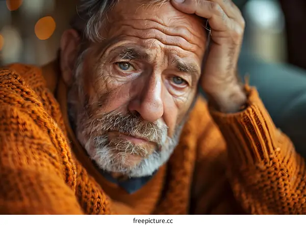Portrait of a senior man looking sad and thoughtful