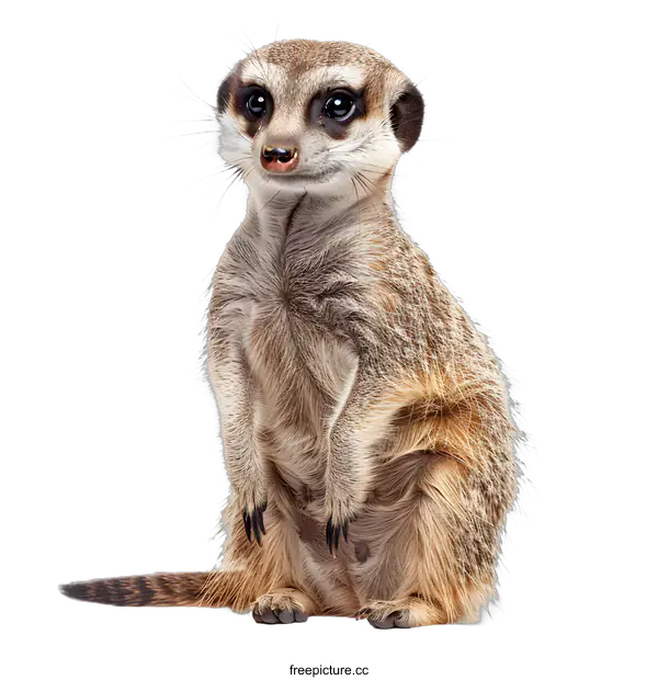 [Transparent Background PNG]A Meerkat sits on its haunches