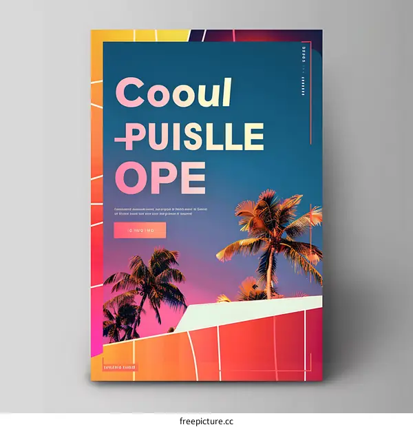 Cool Summer Tropical Palm Tree Poster Design