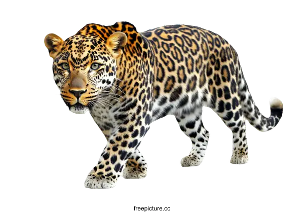 [Transparent Background PNG]Majestic Leopard in Action