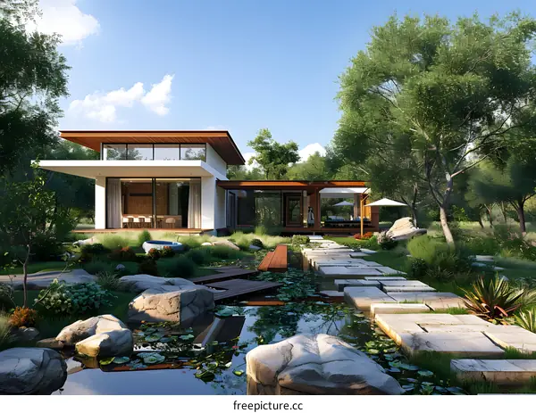 Courtyard house with a beautiful garden