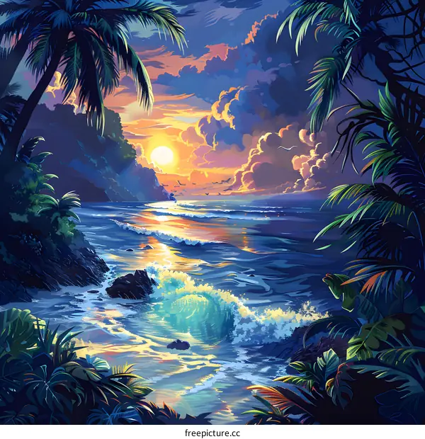 Tropical Beach at Sunset