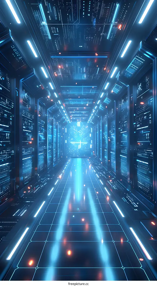 Futuristic Sci-Fi Technology Neon Glowing Tunnel