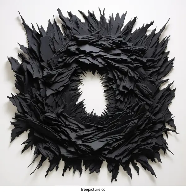 Black abstract sculpture made of jagged shapes