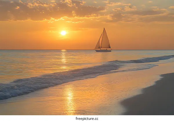 Sunset Sailboat on the Beach