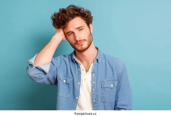 Caucasian Man in Thoughtful Pose