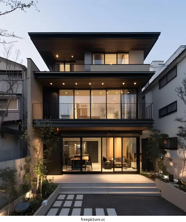 Modern Minimalist House with Patio and Garden