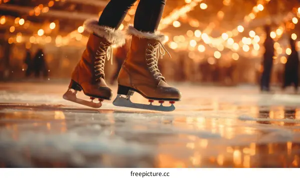 ice skating on a frozen lake surrounded by a forest
