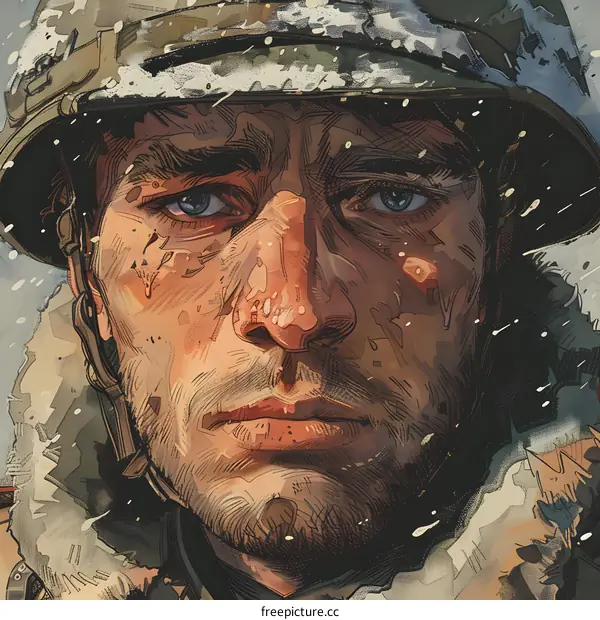 Portrait of a soldier wearing a helmet