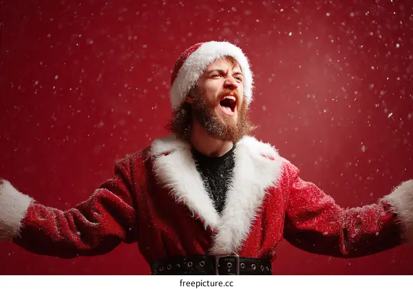 Angry Santa Claus in a Christmas Scene