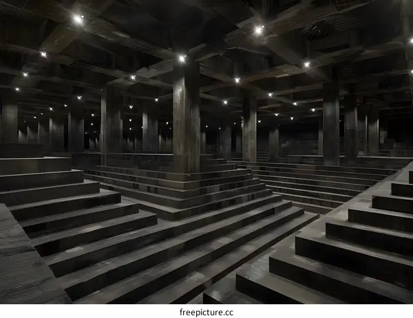 Concrete Structure With Rows Of Concrete Seats